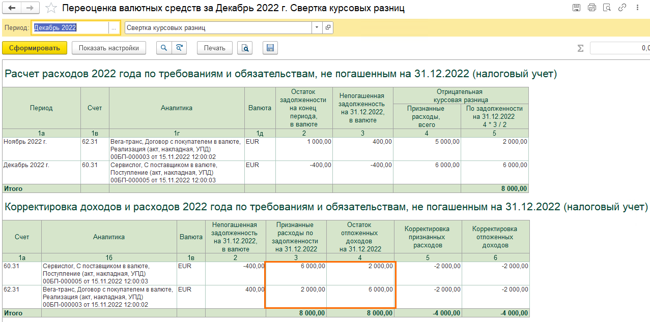 Курсовые разницы 2022-2023: перенос на будущие периоды расходов и свертка курсовых разниц за 2022 год в 1С БП 3.0